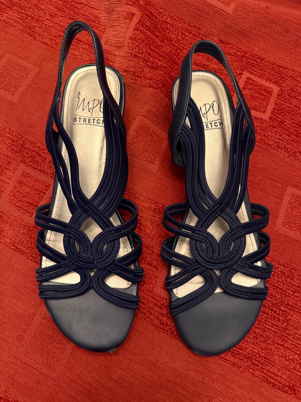 Impo Navy Ruby Strappy Stretch Sandals 8.5